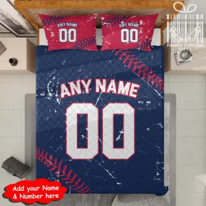 Custom Quilt Sets Minnesota Jersey Personalized Baseball Premium Quilt Bedding for Men Women
