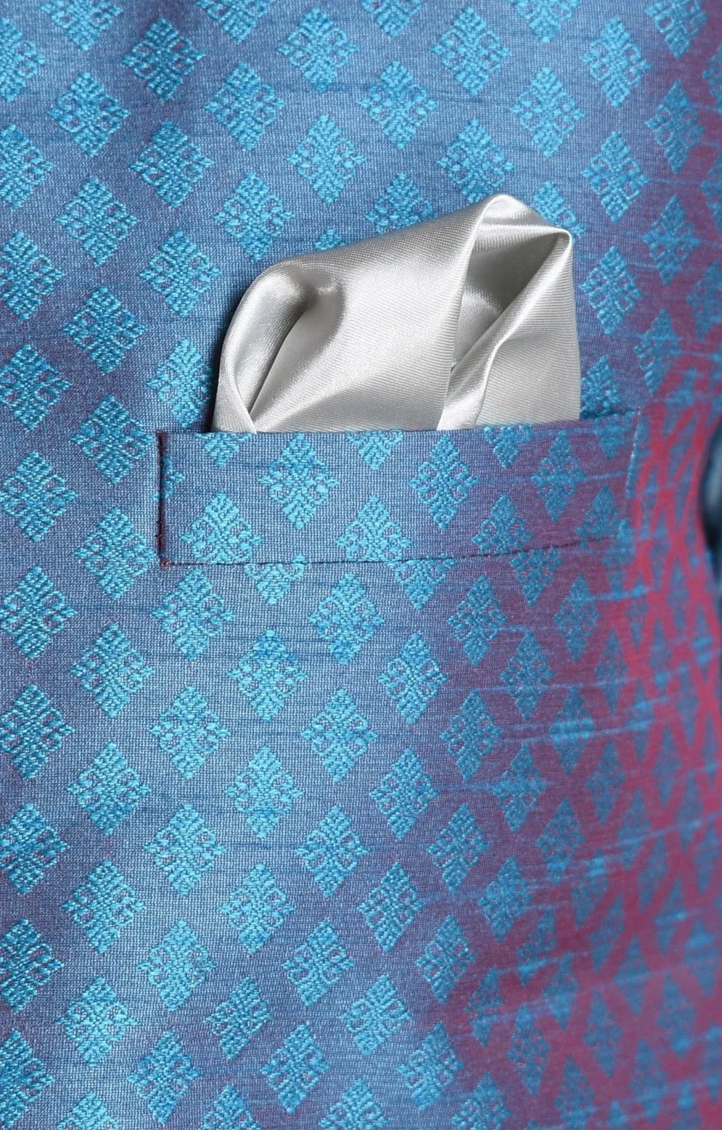 Diamond Pattern Half Jodhpuri Jacket With Kurta Pajama