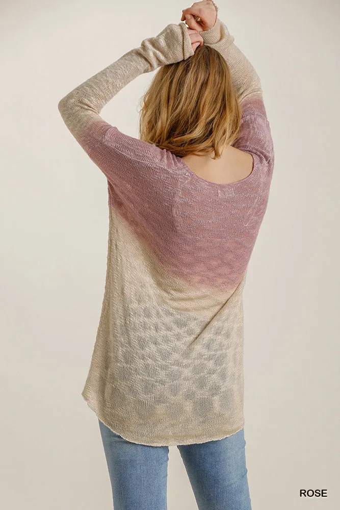 DIP DYE KNIT SWEATER IN ROSE