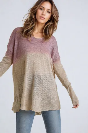 DIP DYE KNIT SWEATER IN ROSE