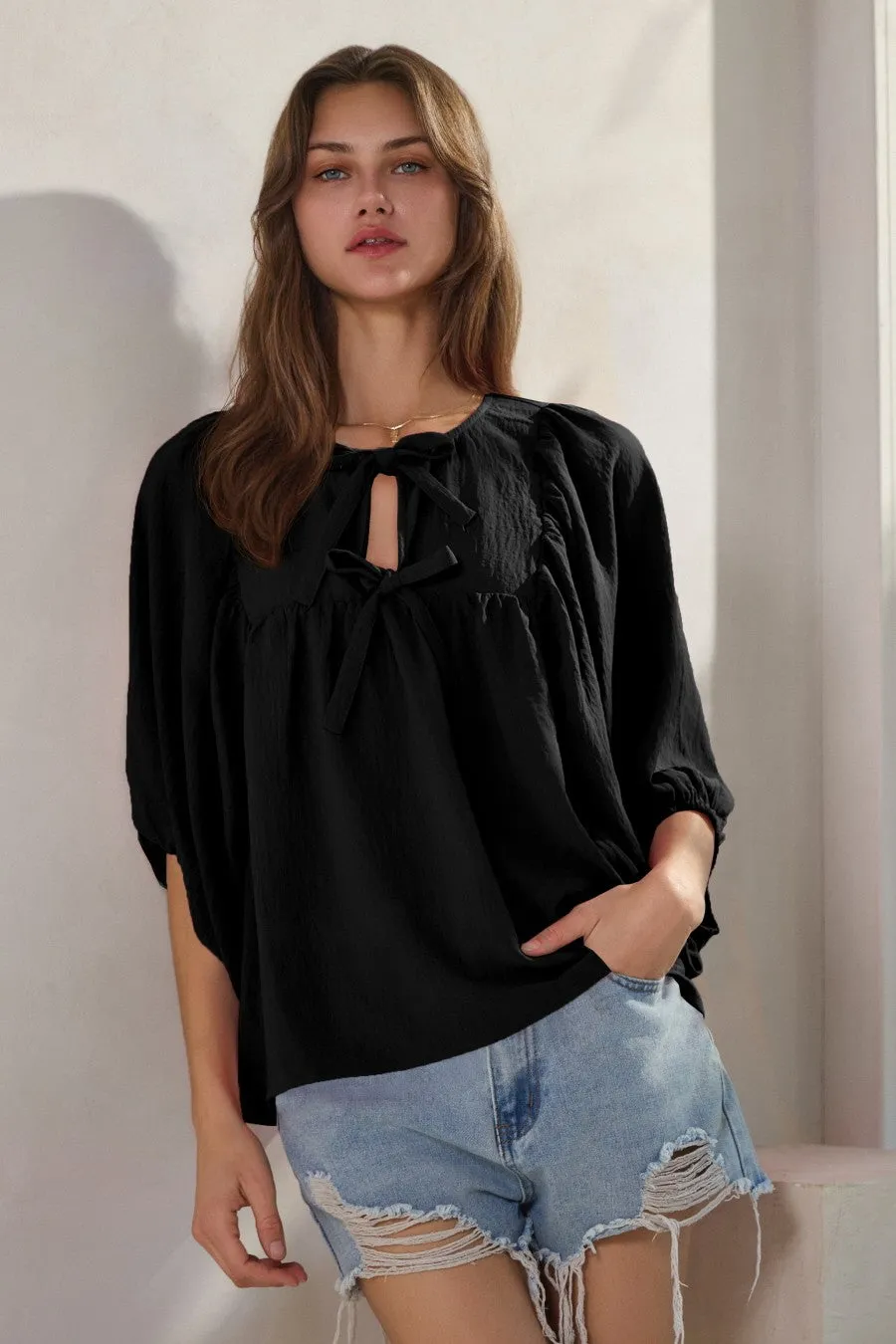 Drift Away Airflow Batwing 3/4 Sleeve Top