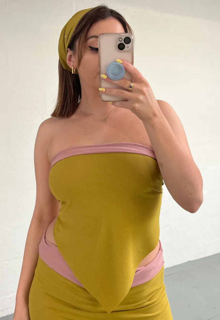 DUSKY PINK/MUSTARD REVERSIBLE HANKIE TOP
