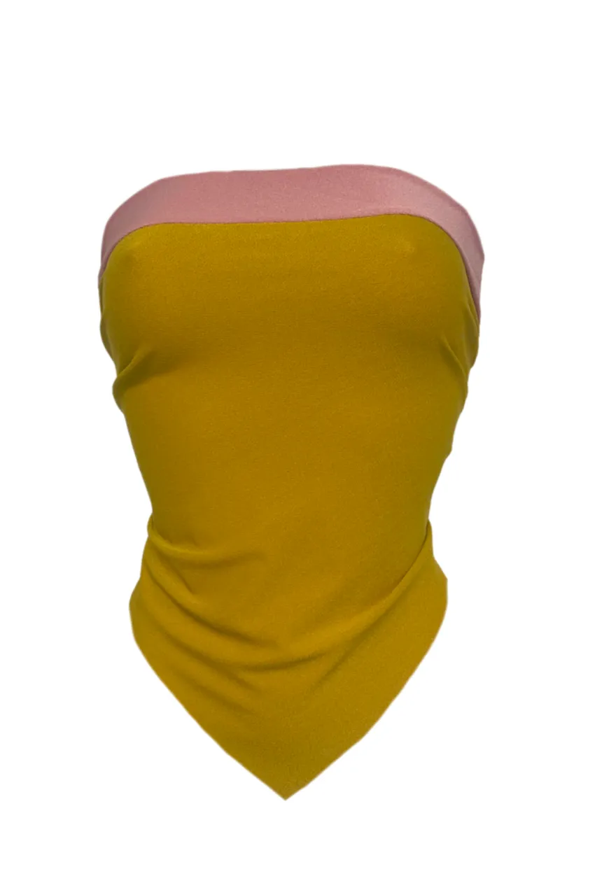 DUSKY PINK/MUSTARD REVERSIBLE HANKIE TOP