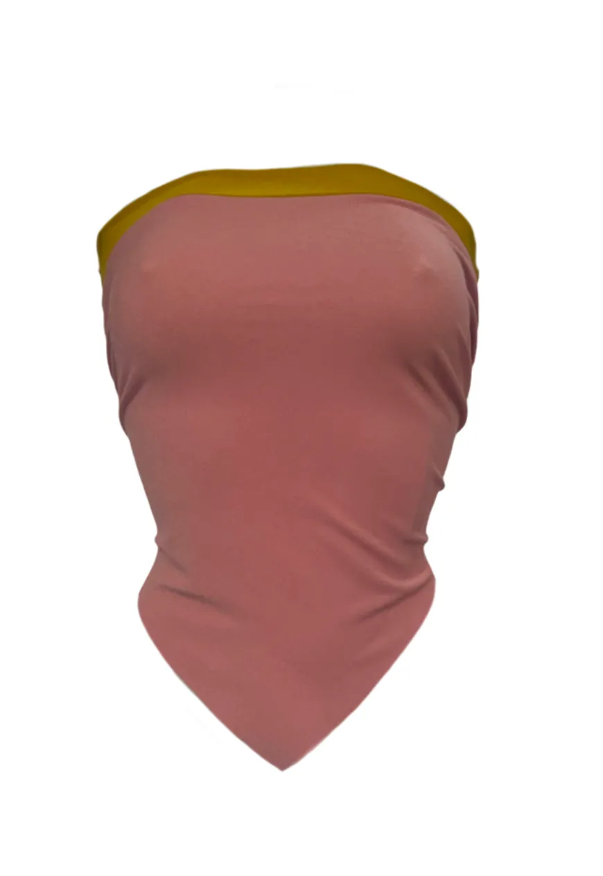 DUSKY PINK/MUSTARD REVERSIBLE HANKIE TOP