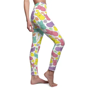 Easter Peeps Bunny Womens Leggings Stretch Pants - Saiko Studio