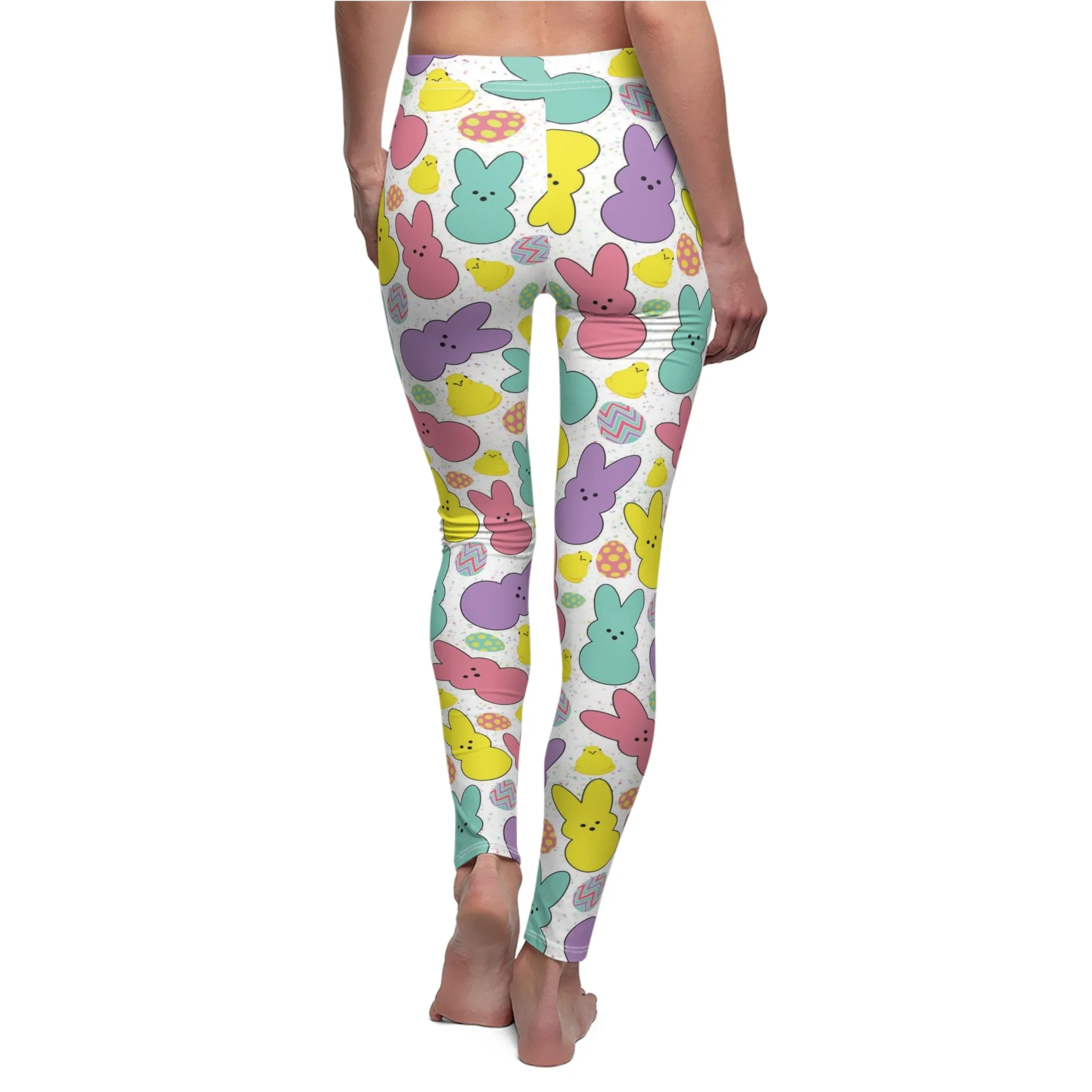 Easter Peeps Bunny Womens Leggings Stretch Pants - Saiko Studio