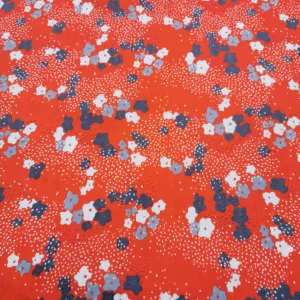Echino Kokka Cotton Double Gauze, Floret, Red- 2.75m remnant piece