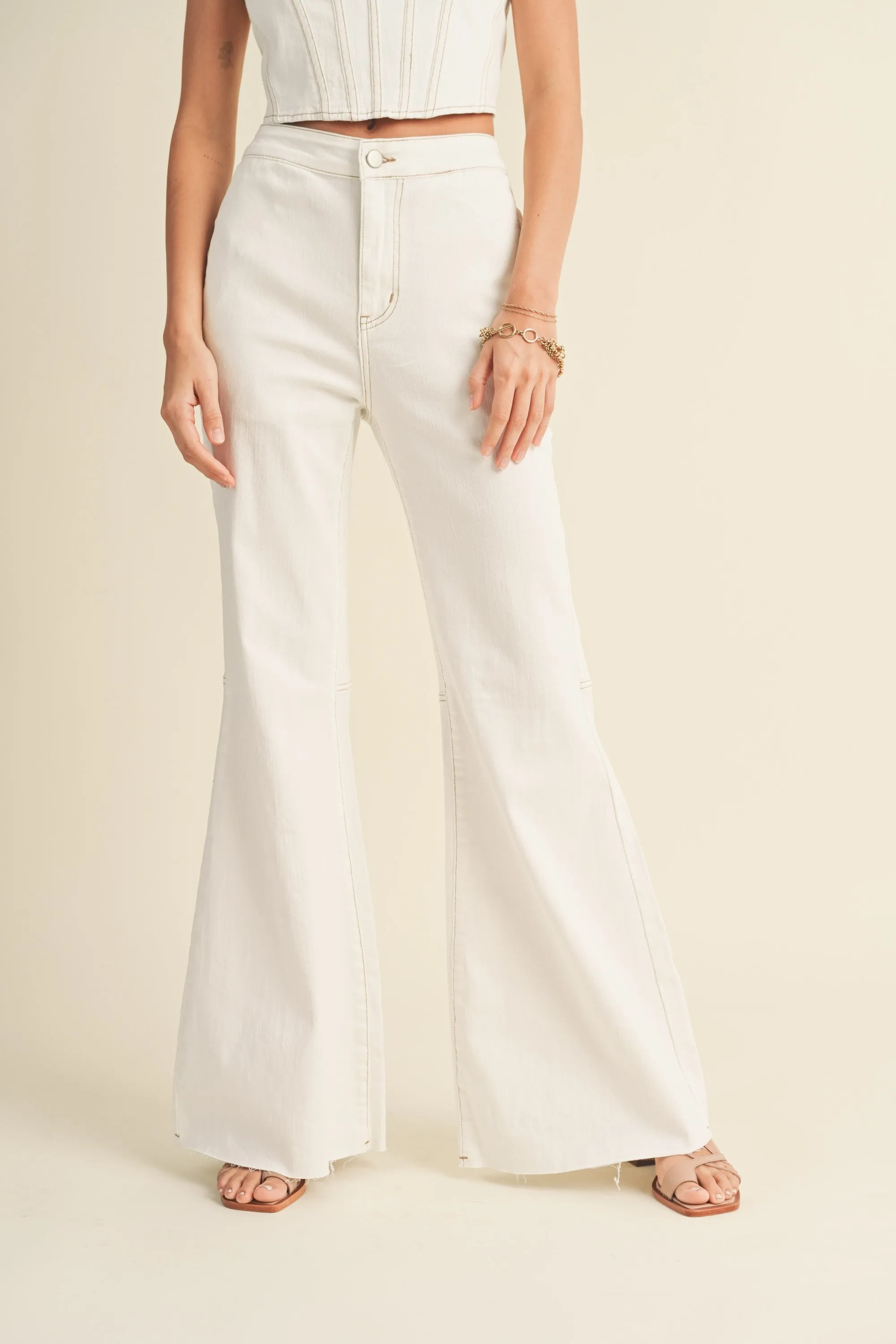Ecru Stretch Denim Pants