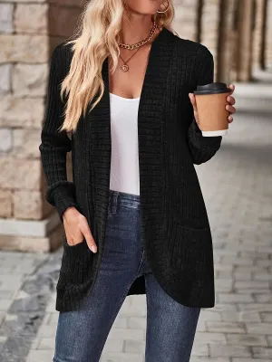 Einfarbige Offene Strickjacke - Vielseitig