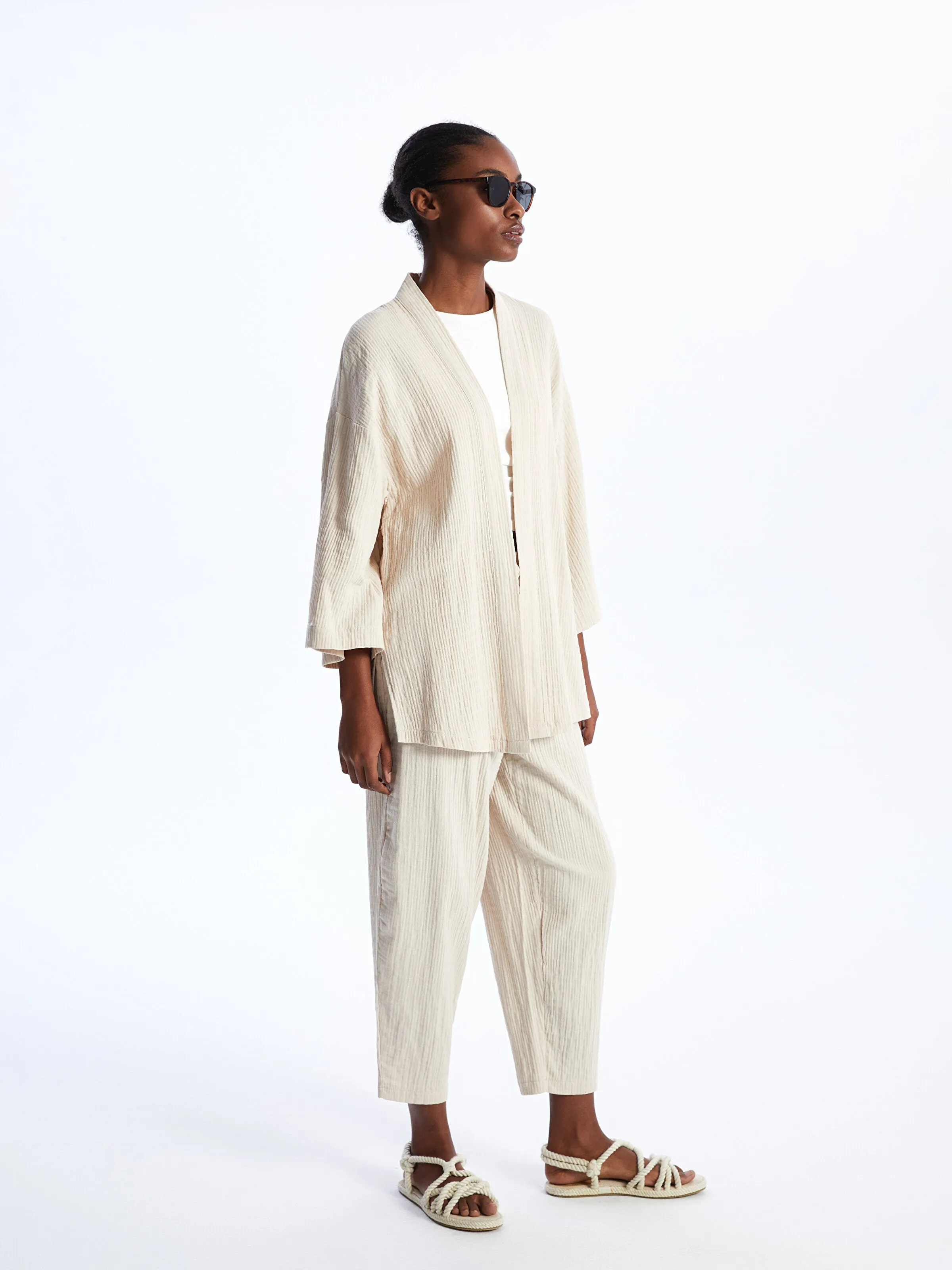 Elastic Waist Comfortable Fit Muslin Women Trousers