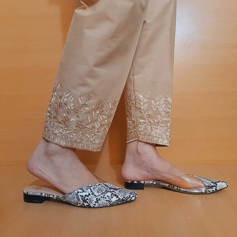 Embroided – Cotton Trouser – Beige – ZT365