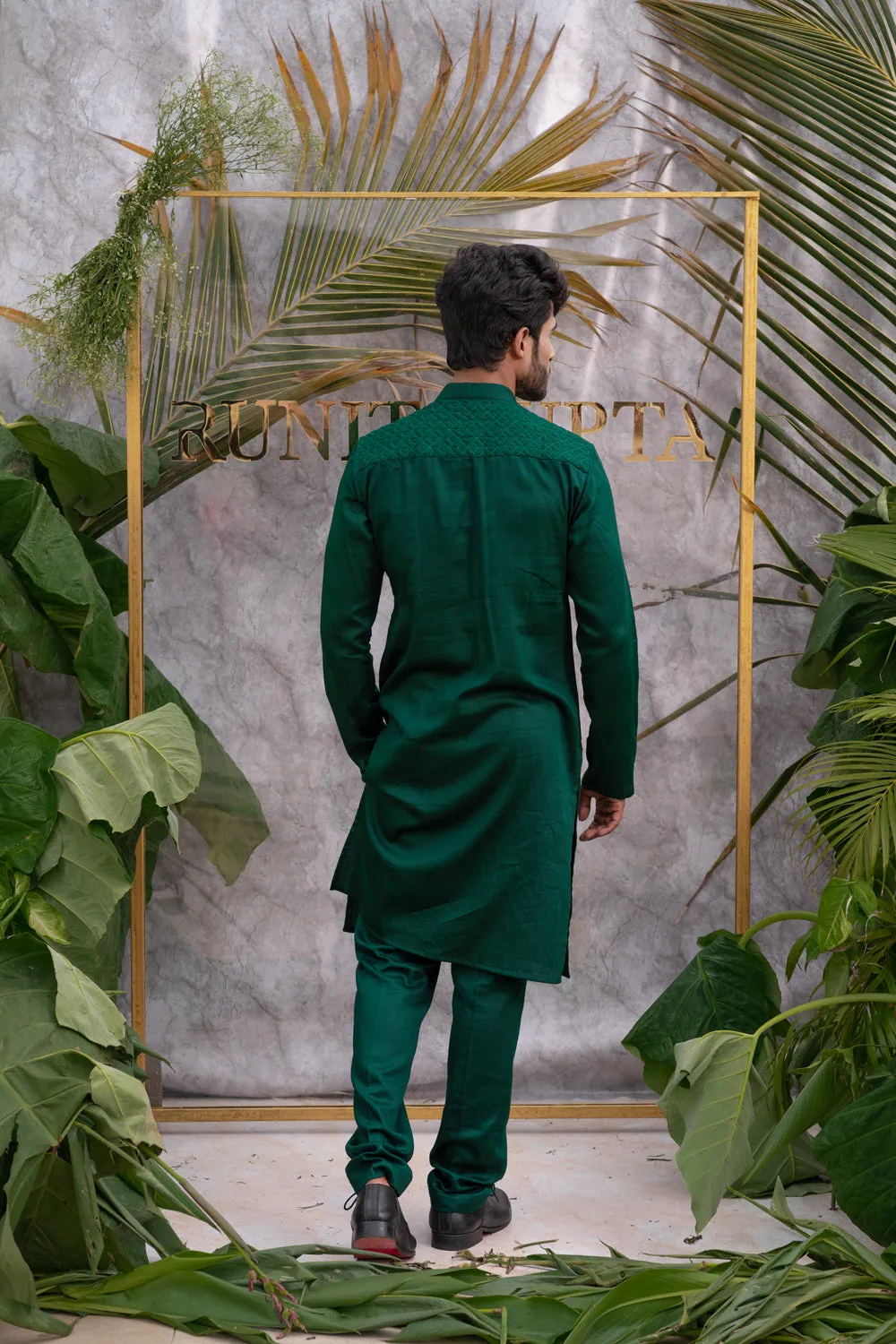 Emerald Green Quilted Kurta Sets