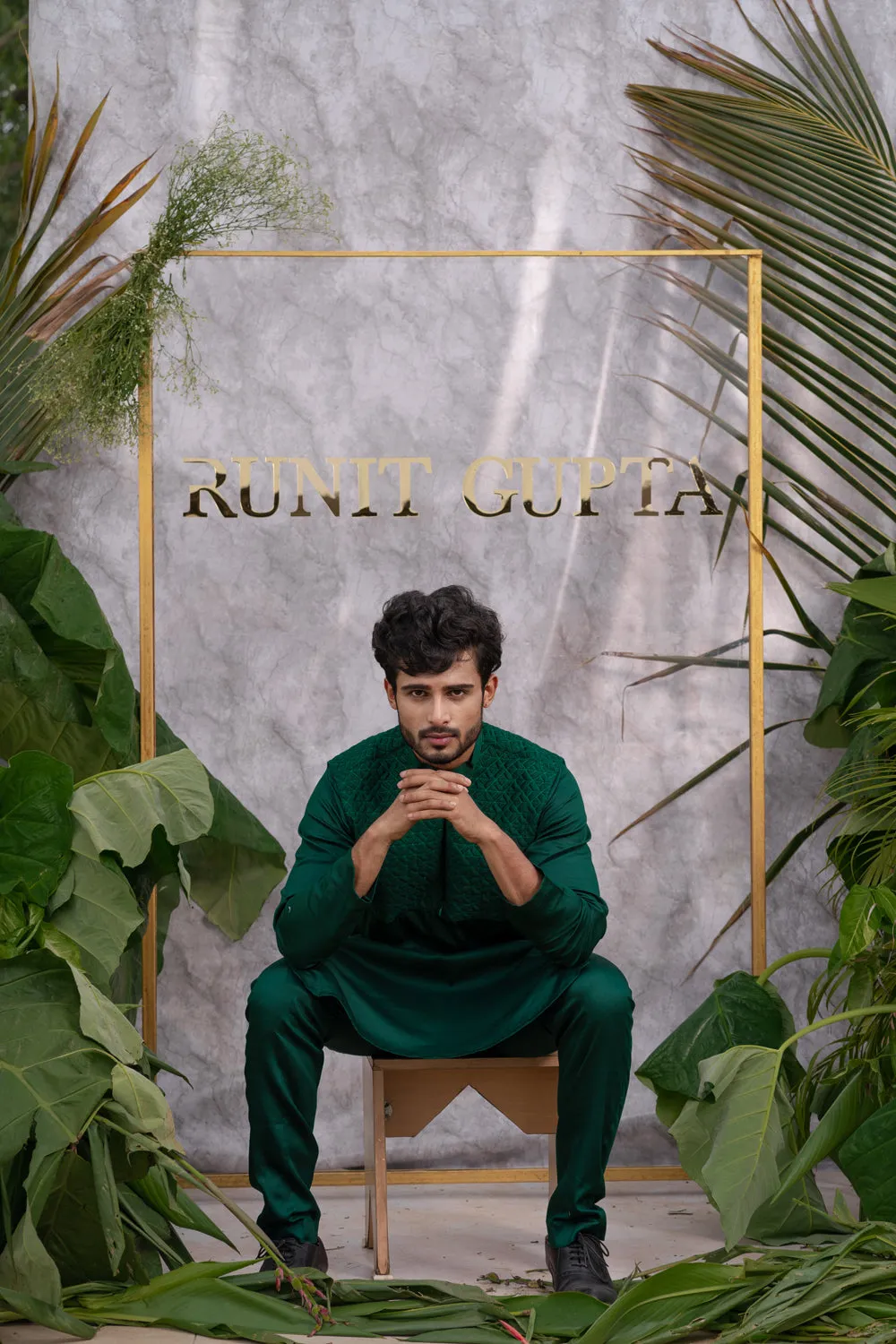 Emerald Green Quilted Kurta Sets