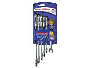 Faithfull Ratchet Combination Spanner Flex Head Set, 6 Piece