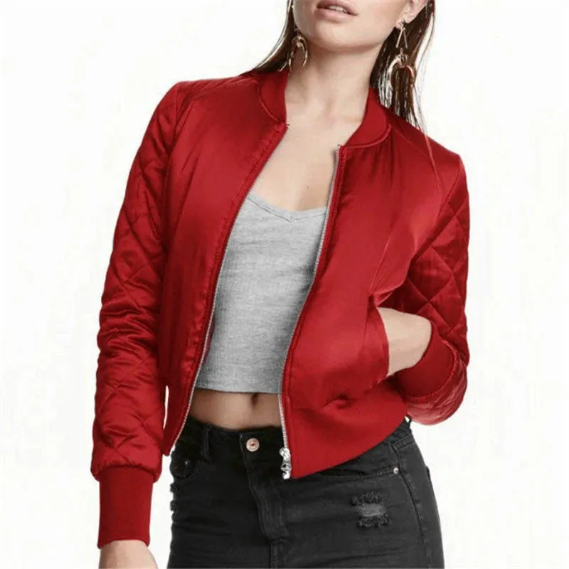 Fall Warm Women Basic Coats Jackets Stand Collar Bomber Short Coat Casual Outerwear Plus Size chaquetas