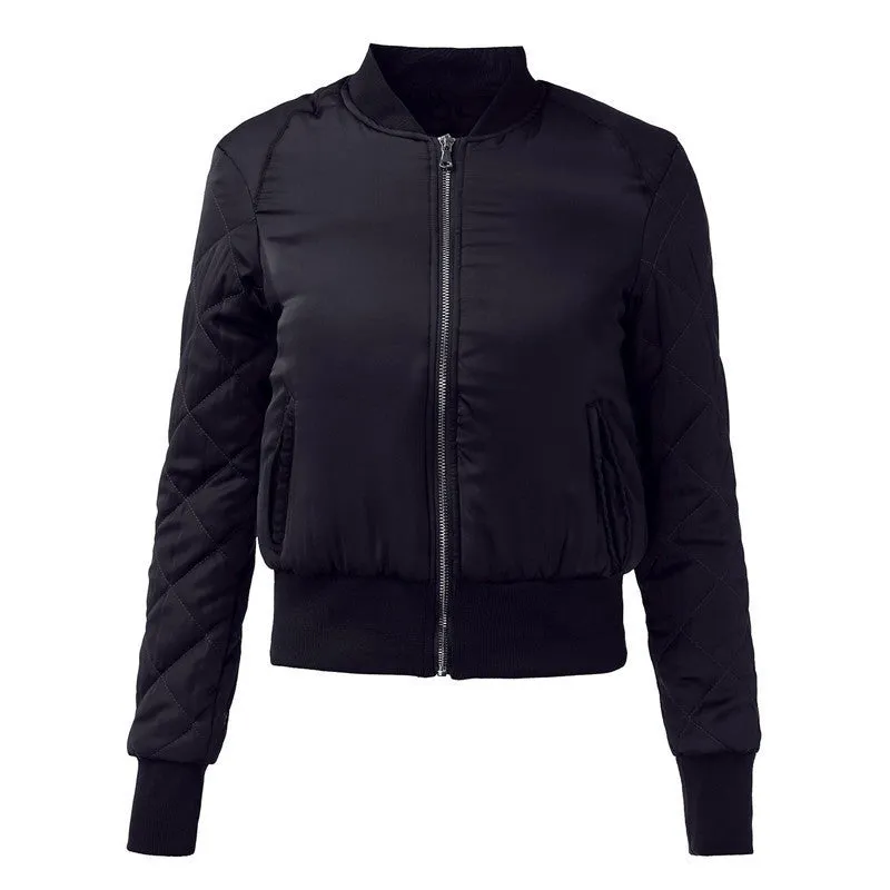Fall Warm Women Basic Coats Jackets Stand Collar Bomber Short Coat Casual Outerwear Plus Size chaquetas