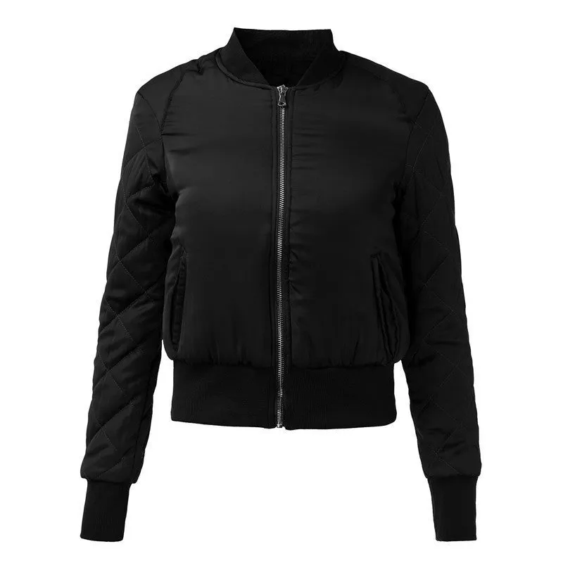 Fall Warm Women Basic Coats Jackets Stand Collar Bomber Short Coat Casual Outerwear Plus Size chaquetas