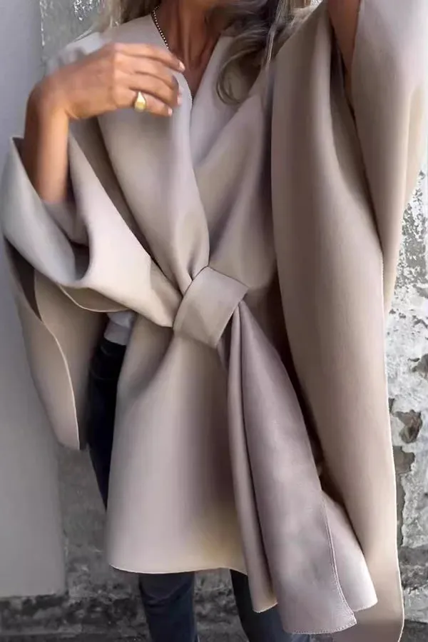 Fashion Street | Loose-fitting Cape Jacket with V-Neck