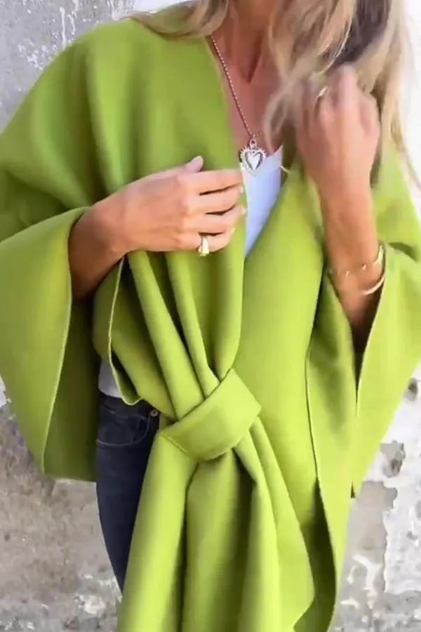 Fashion Street | Loose-fitting Cape Jacket with V-Neck