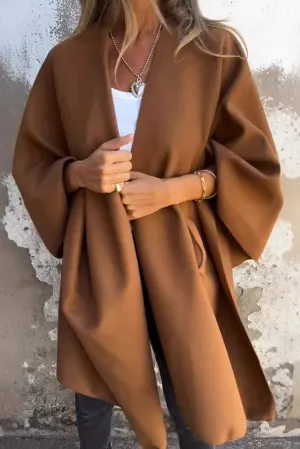 Fashion Street | Loose-fitting Cape Jacket with V-Neck