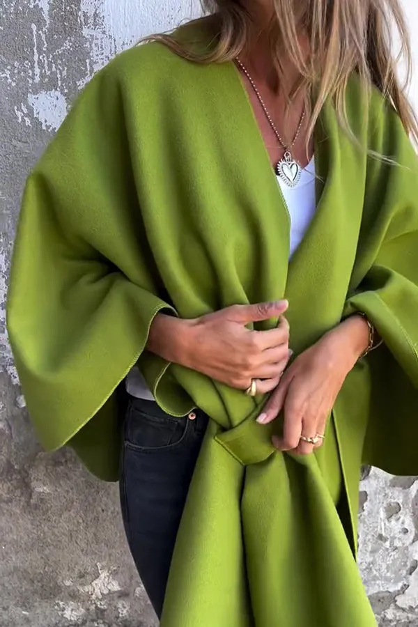 Fashion Street | Loose-fitting Cape Jacket with V-Neck
