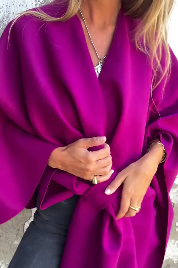 Fashion Street | Loose-fitting Cape Jacket with V-Neck