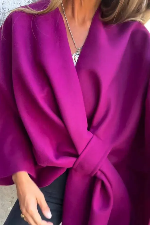 Fashion Street | Loose-fitting Cape Jacket with V-Neck