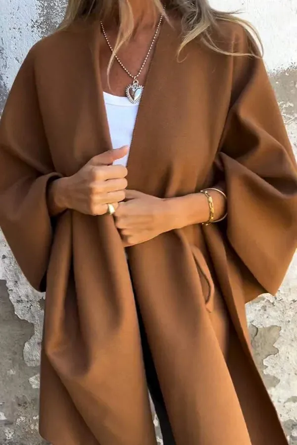 Fashion Street | Loose-fitting Cape Jacket with V-Neck