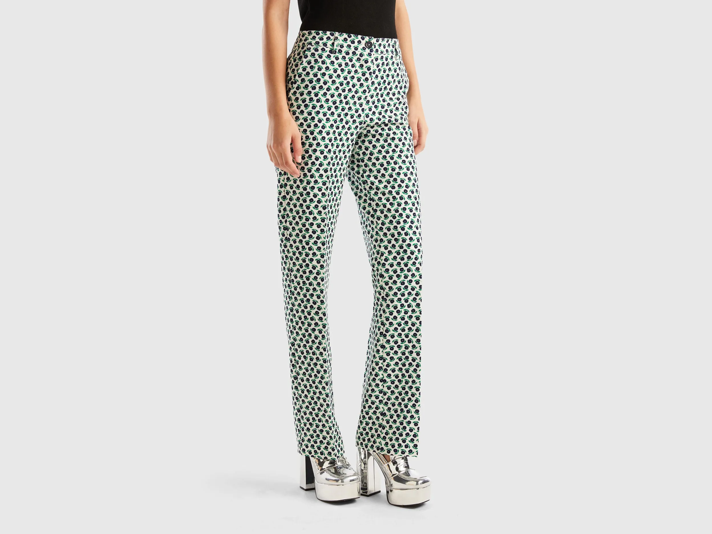 Floral Print Straight Fit Trousers