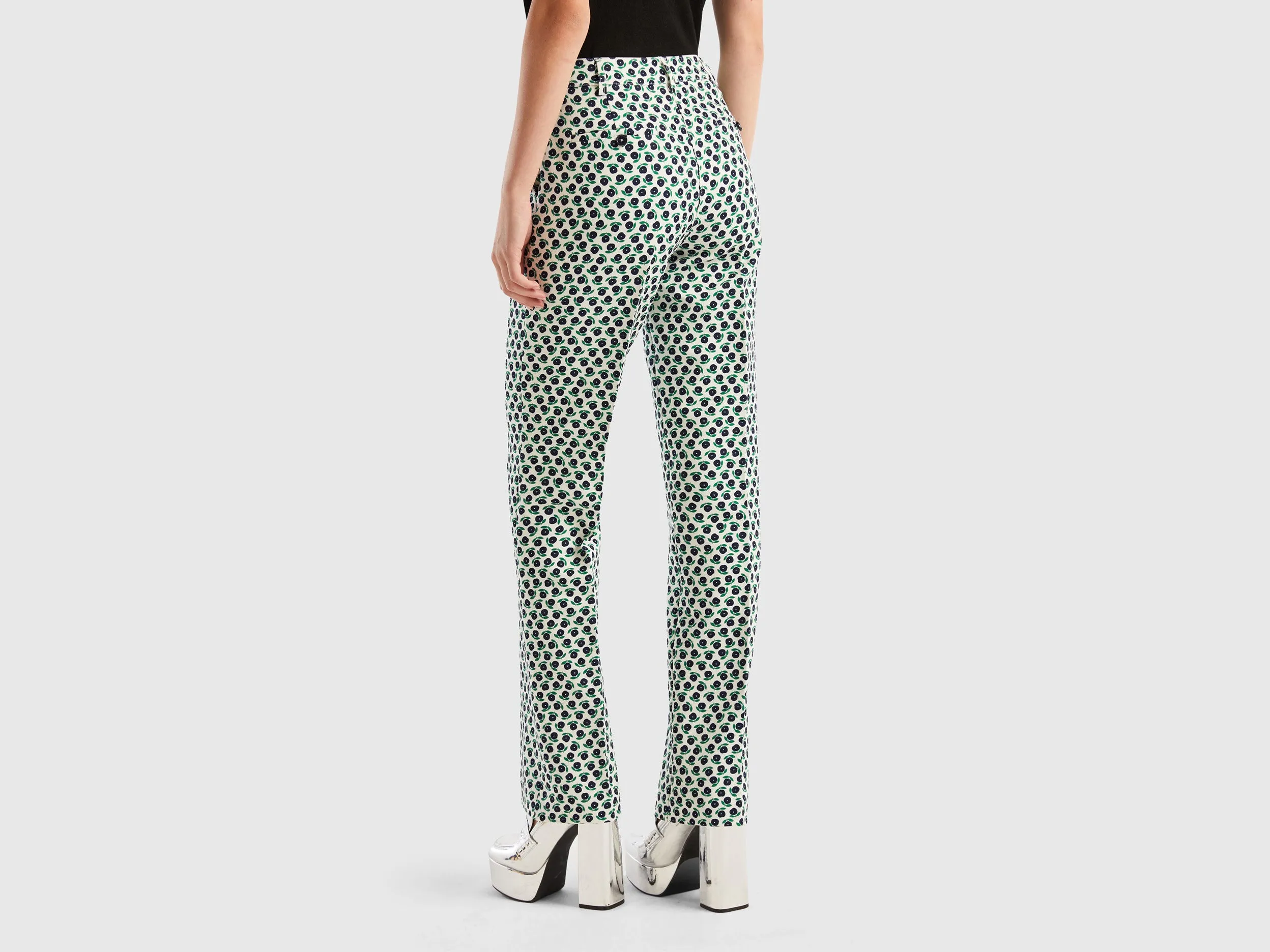Floral Print Straight Fit Trousers