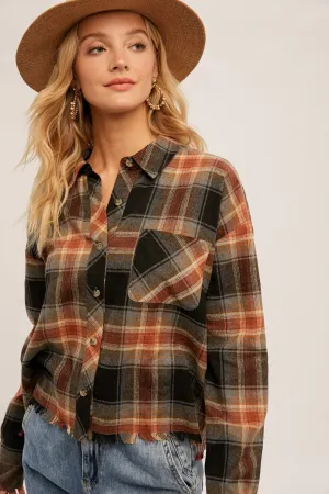 Frayed Plaid Tops