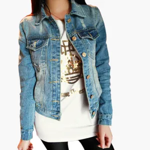 Frayed Vintage Women's Jeans Loose Denim Jacket Women Short Jean Jacket Jackets For Women Outwear Z8
