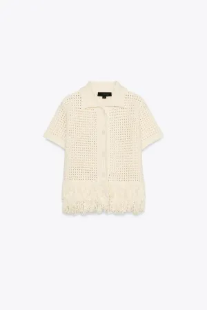 Fringed Check Knit Jacket
