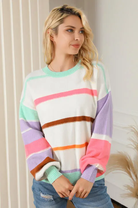 Gianna Round Neck Lantern Sleeve Sweater