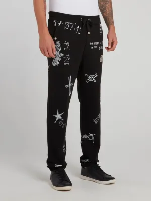 Gothic Doodle Print Trousers