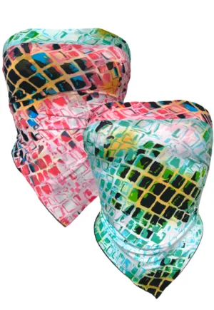 GREEN/PINK TILE REVERSIBLE HANKIE TOP