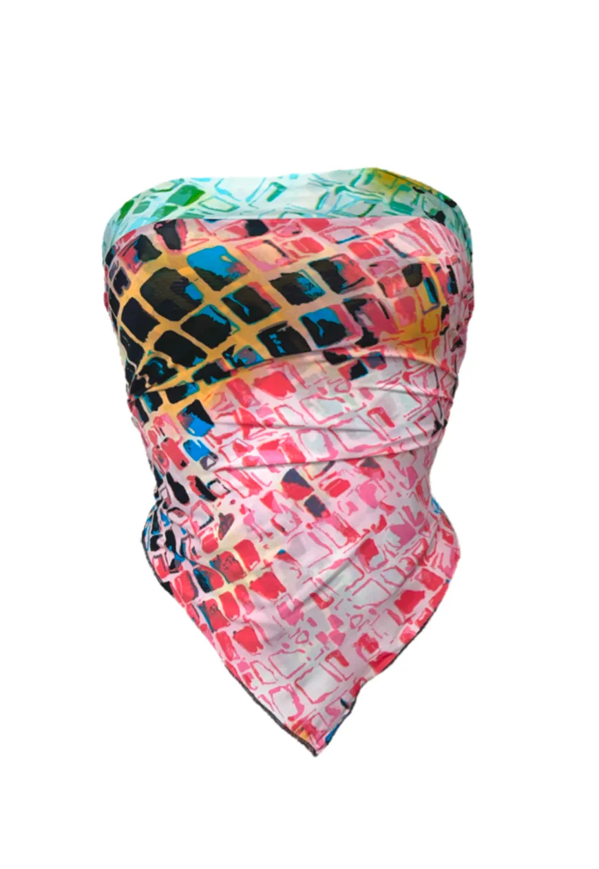 GREEN/PINK TILE REVERSIBLE HANKIE TOP