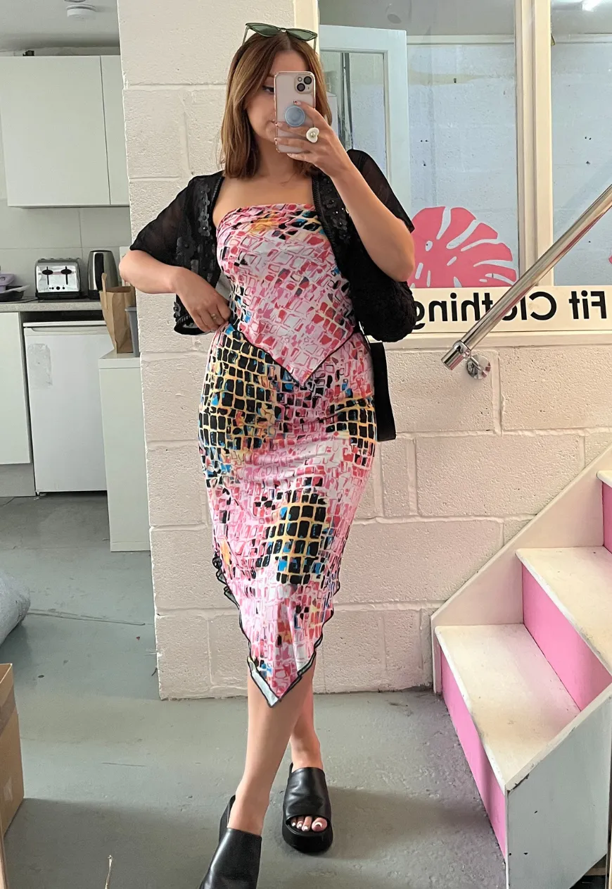 GREEN/PINK TILE REVERSIBLE HANKIE TOP