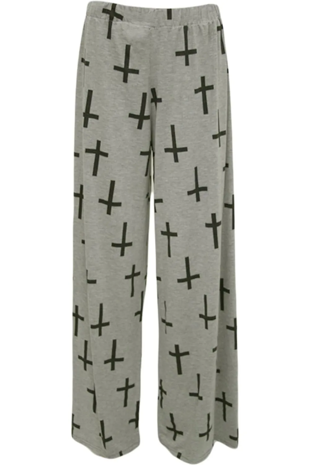 Grey Cross Print Palazzo Trouser