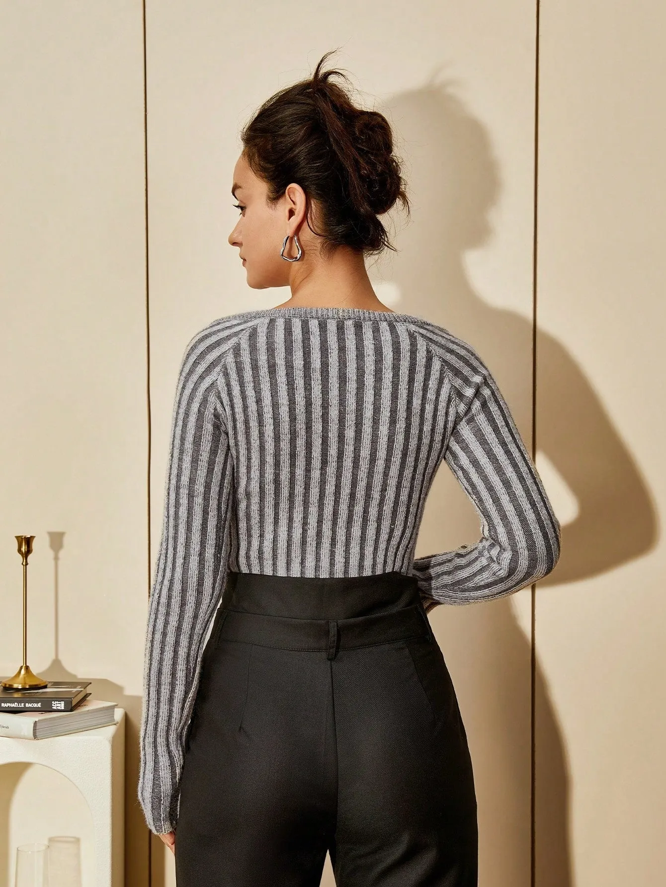 Grey Scoop Neck Top