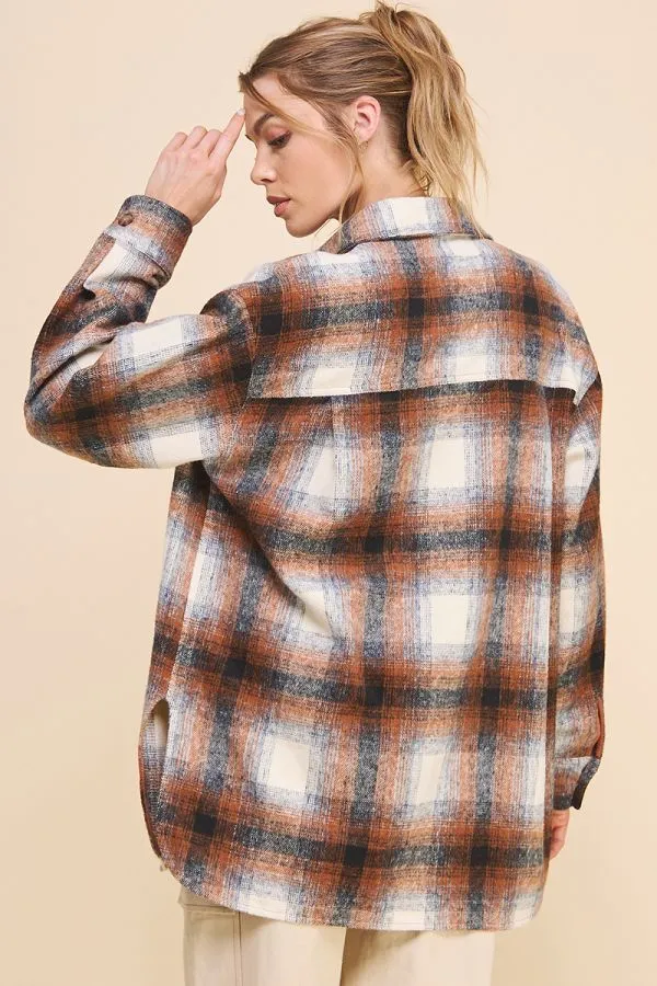 Harlowe Soft-Brushed Plaid Shirt Jacket