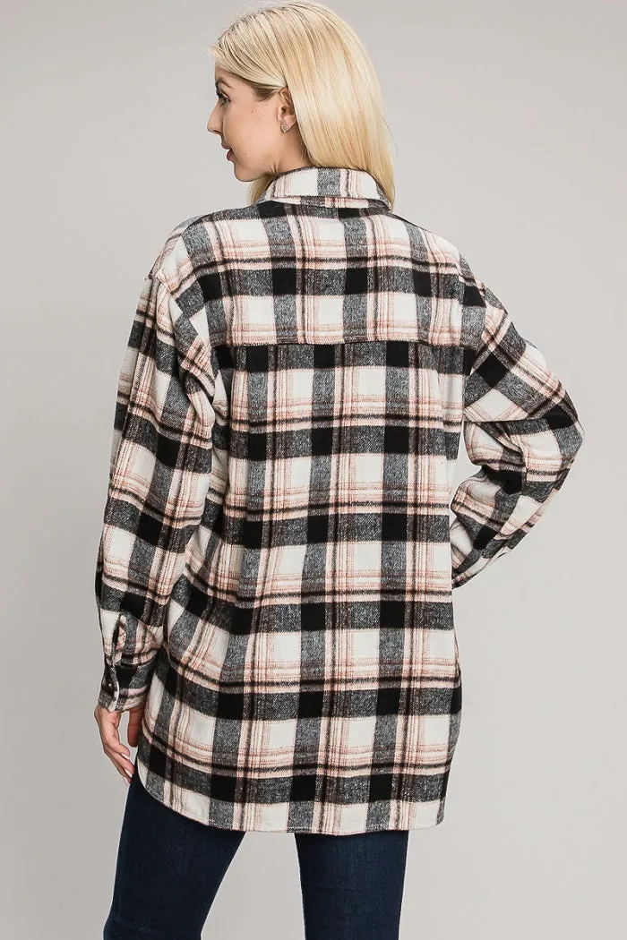 Harlowe Soft-Brushed Plaid Shirt Jacket