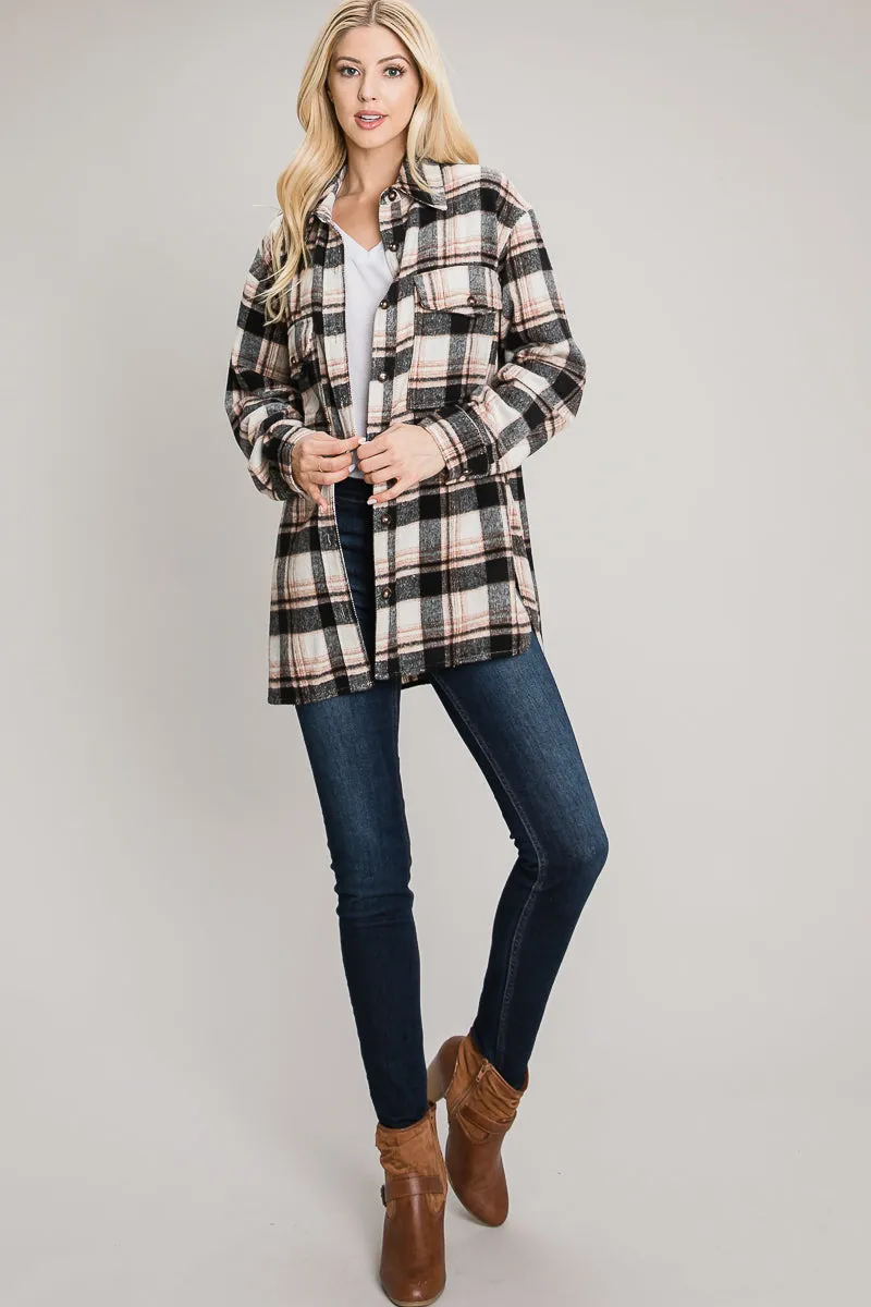 Harlowe Soft-Brushed Plaid Shirt Jacket