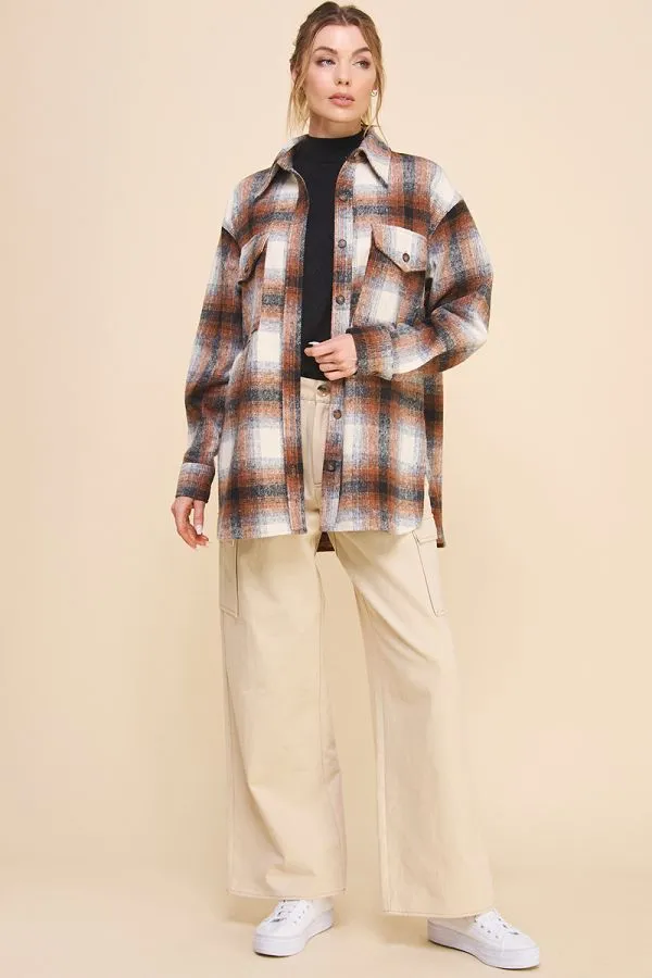Harlowe Soft-Brushed Plaid Shirt Jacket