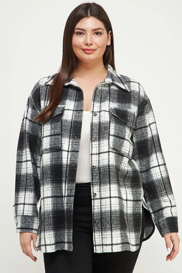 Harlowe Soft-Brushed Plaid Shirt Jacket