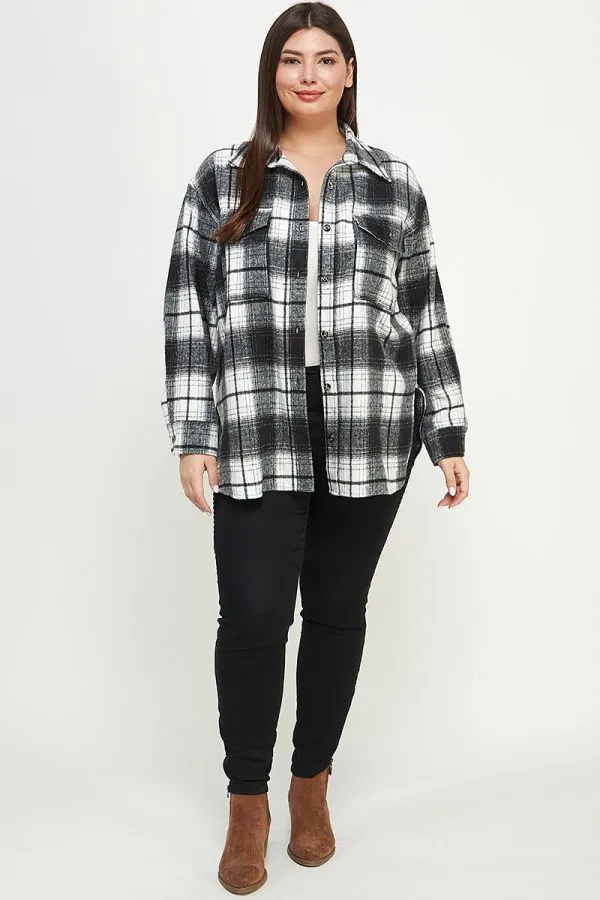 Harlowe Soft-Brushed Plaid Shirt Jacket