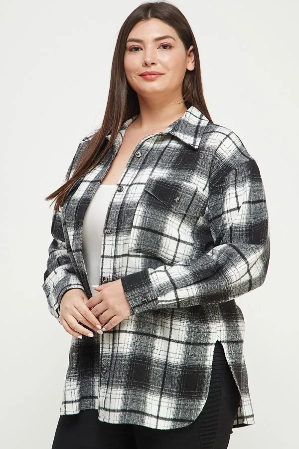 Harlowe Soft-Brushed Plaid Shirt Jacket