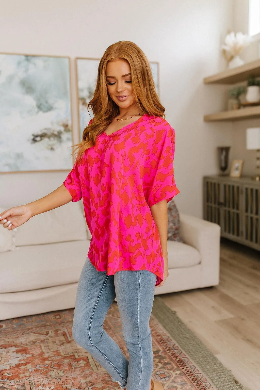 Hazel Blues® |  Unforgettable V-Neck Animal Print Blouse