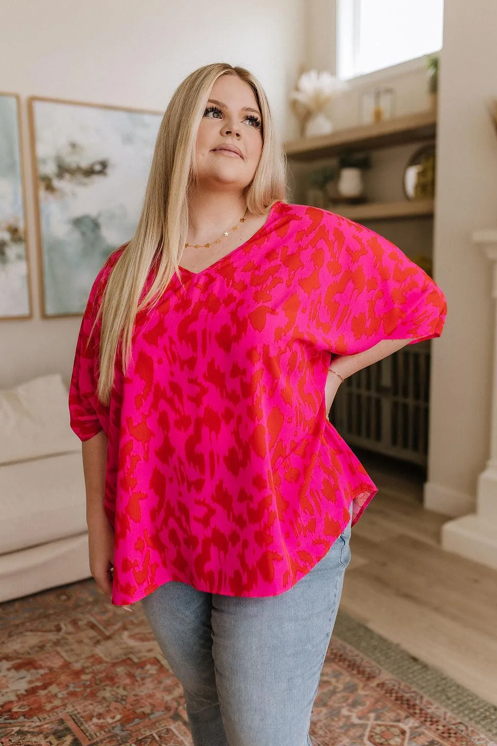 Hazel Blues® |  Unforgettable V-Neck Animal Print Blouse