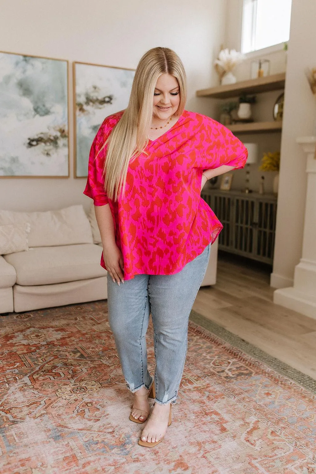 Hazel Blues® |  Unforgettable V-Neck Animal Print Blouse